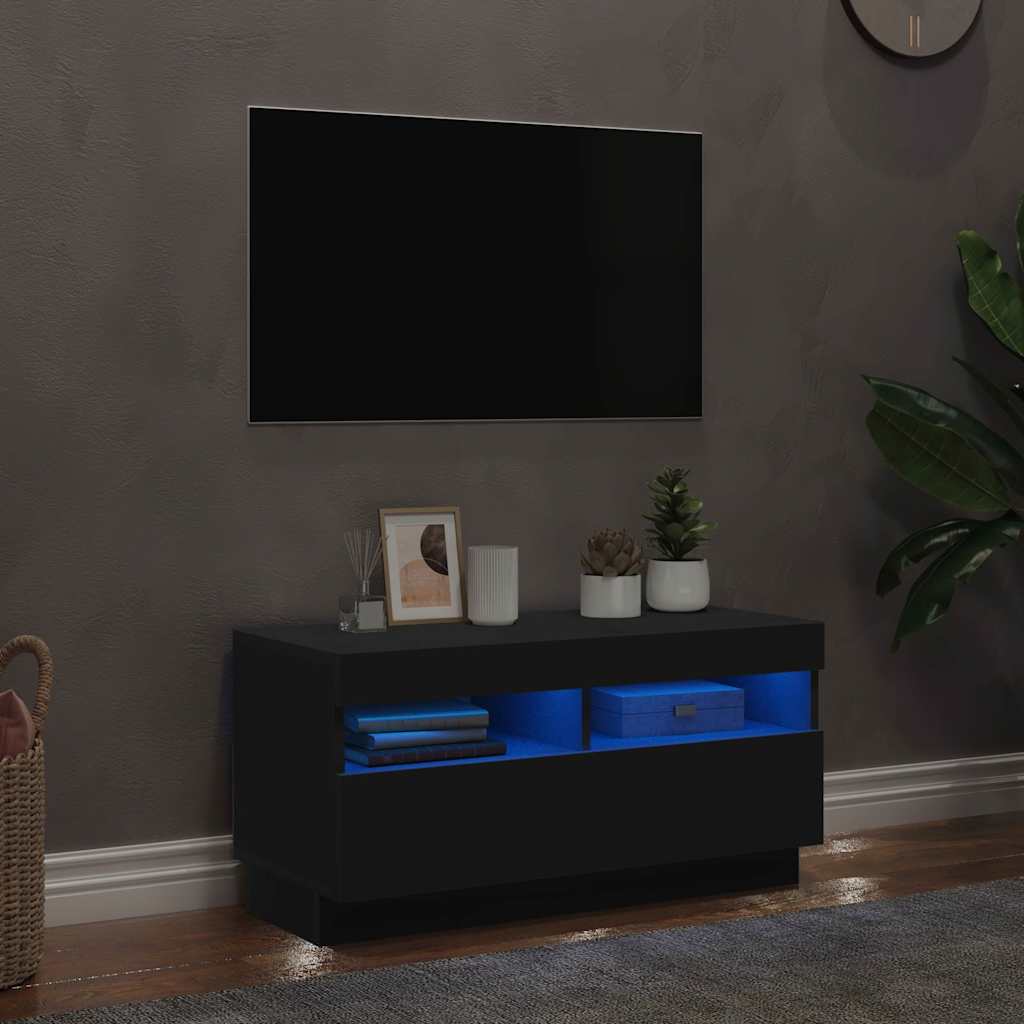 TV Cabinet with LED Lights 80x35x40 cm Black 80 cm