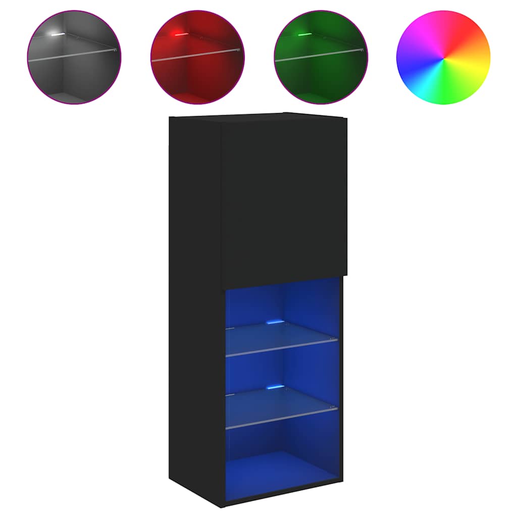 the entertainment centre with colour options for the LED lights shown above