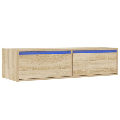 Entertainment Centres & TV Stands with blue LED lights illuminated