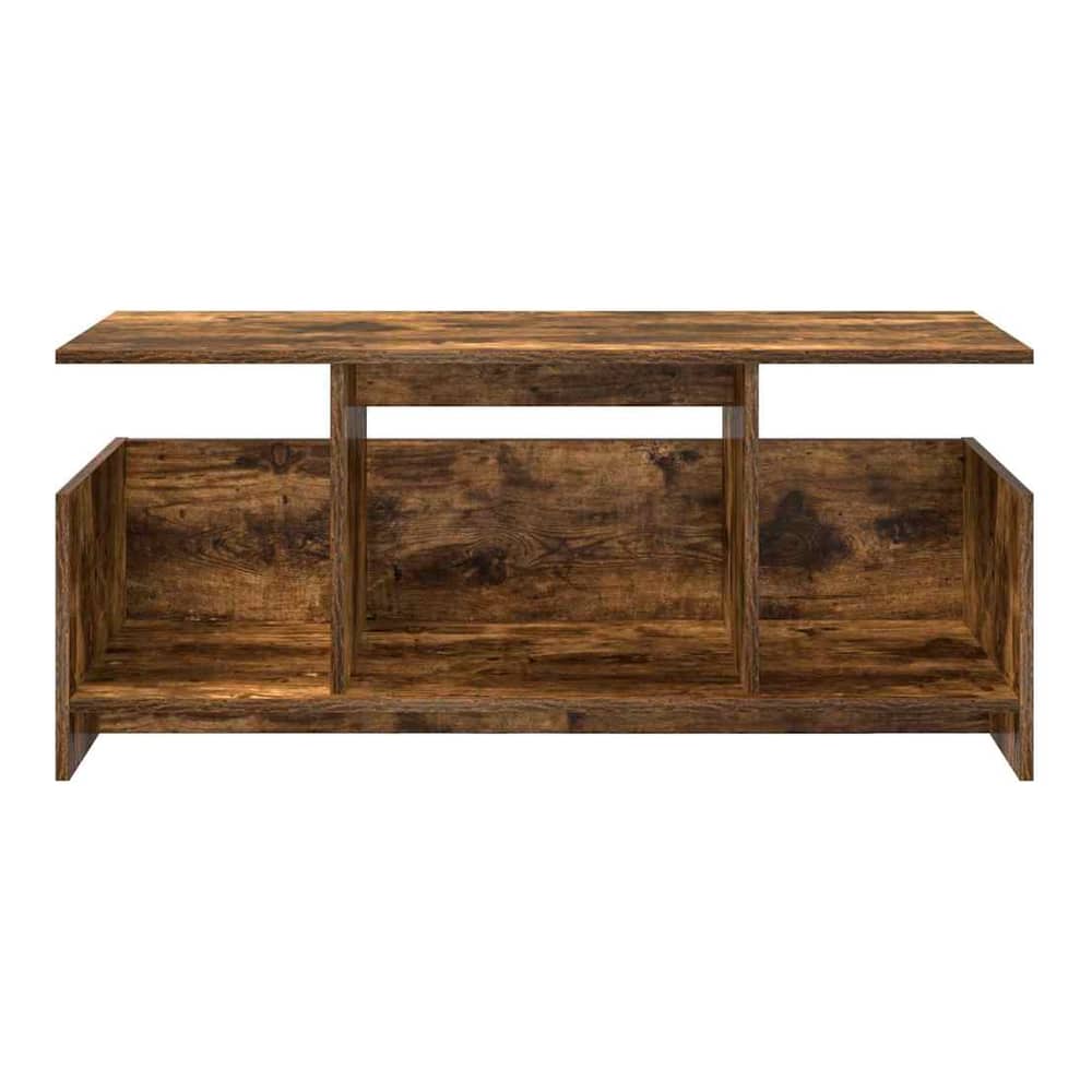 The TV stand viewed from the back, showing its construction