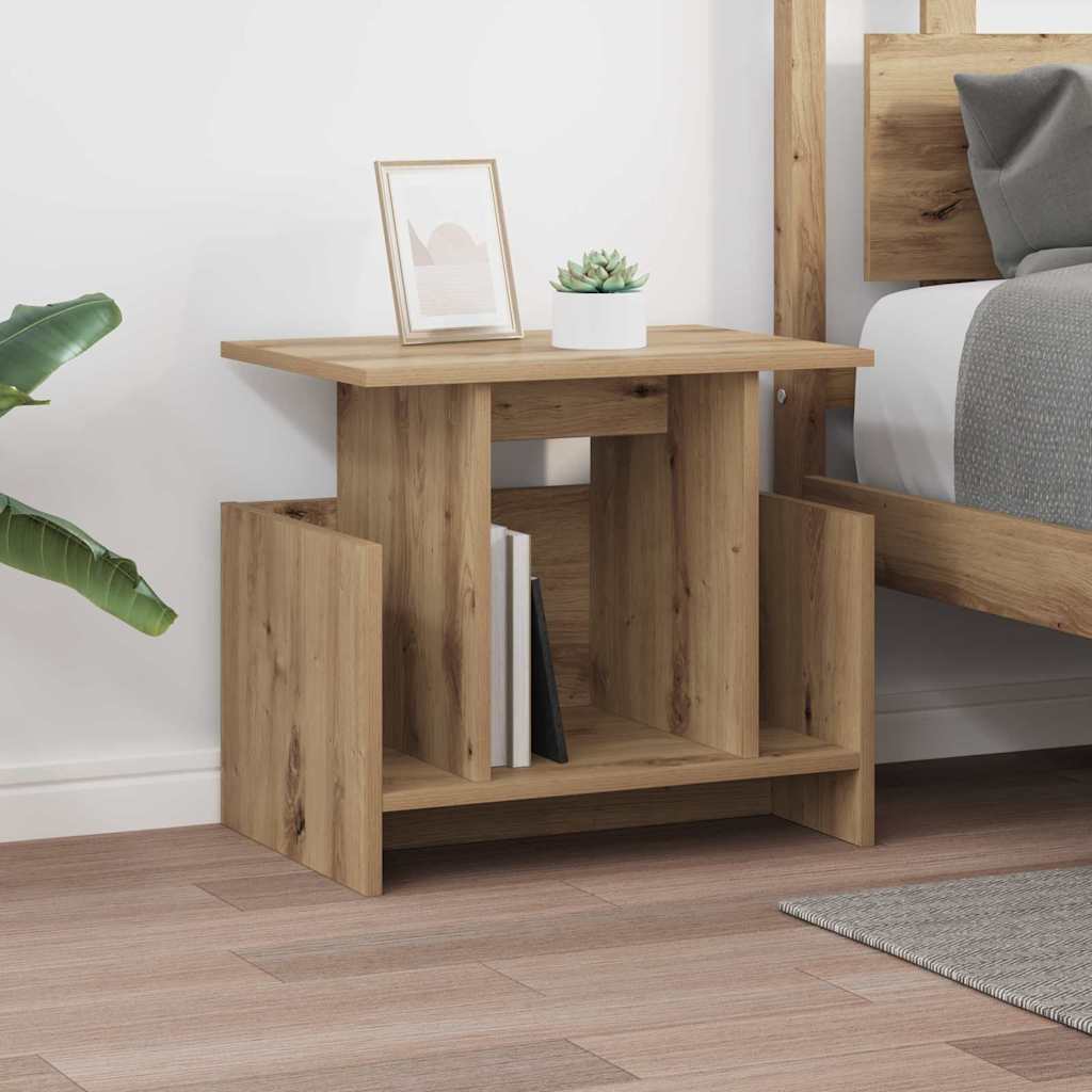A vidaXL TV stand next to a bed, used as a bedside table