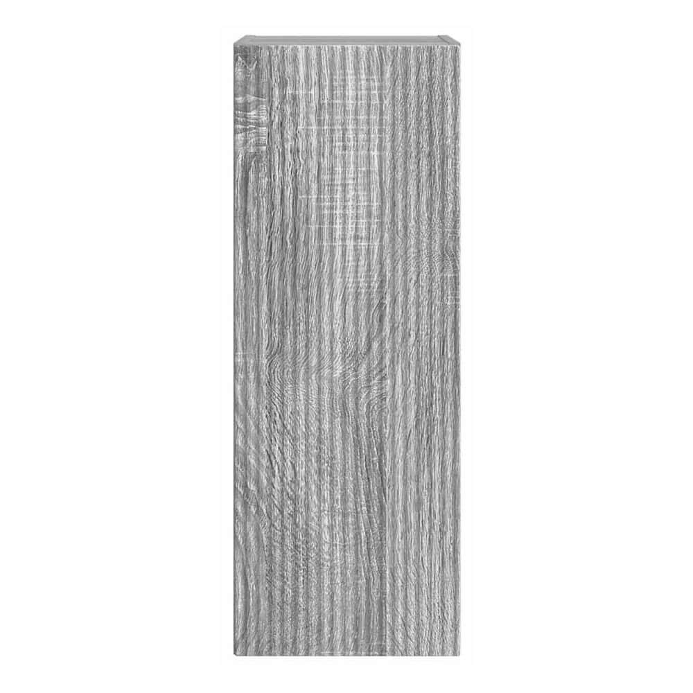 Rear view of the grey cabinet showing its textured finish