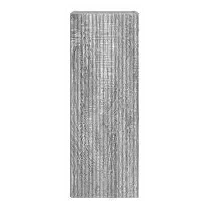 Rear view of the grey cabinet showing its textured finish