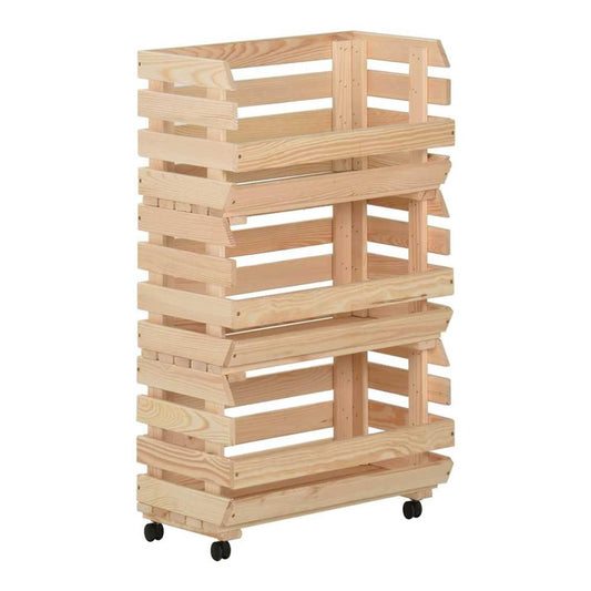 Vegetable Trolley Solid Pinewood 37 x 30 x 80 cm