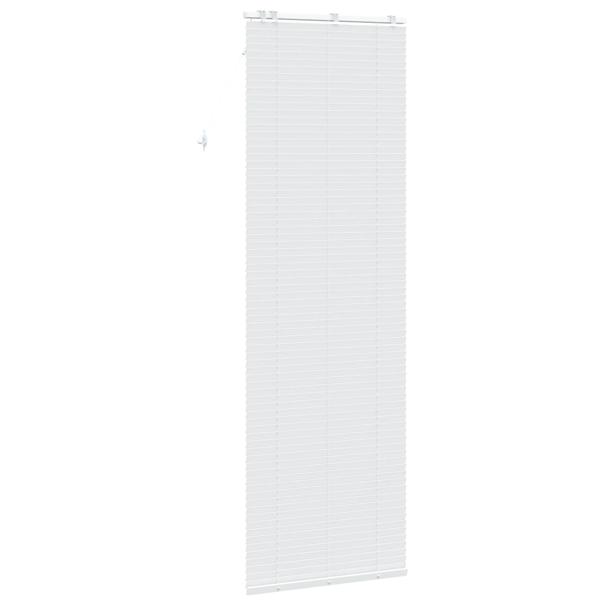 the window blind viewed from the opposite side angle against a plain background