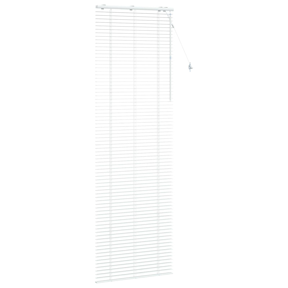 the window blind viewed from a slight angle showing the side profile