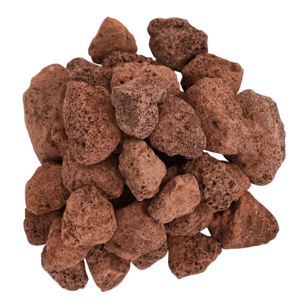 Red volcanic rocks for aquarium use, a loose pile of stones