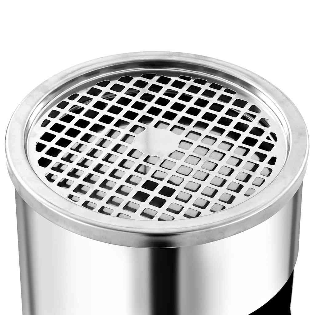 close up of the perforated top of the stainless steel wall ashtray dustbin
