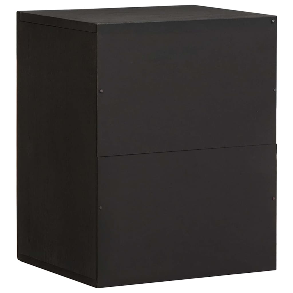 The bathroom vanity unit viewed from the back showing the solid black wooden construction