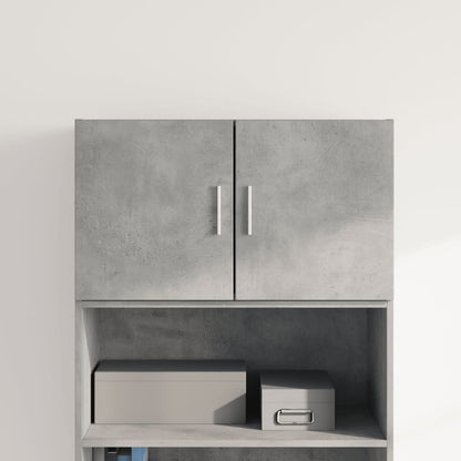 vidaXL Wall Cabinet Concrete Grey Engineered Wood with two doors and silver handles