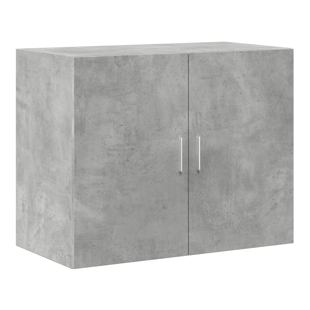 The concrete grey wall cabinet shown from the front with its doors closed