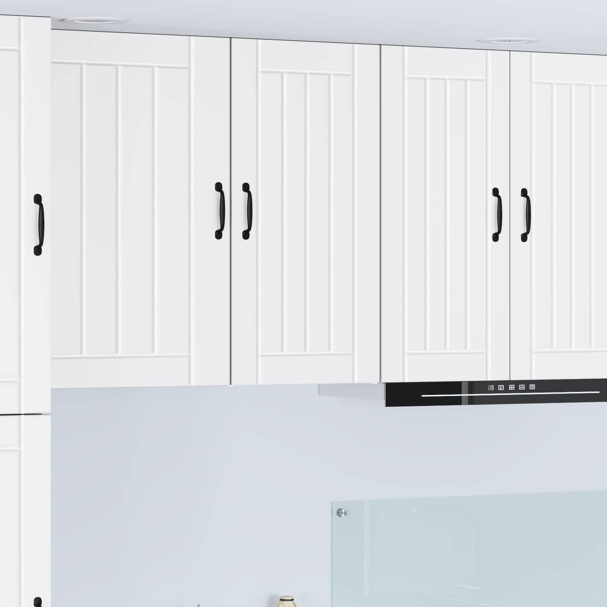 vidaXL Wall Cabinet LUCCA White Engineered Wood kitchen cabinet with two doors and black handles
