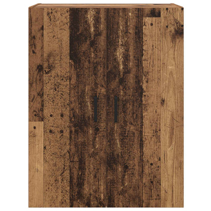 Front view of the closed wooden wall cabinet with black handles