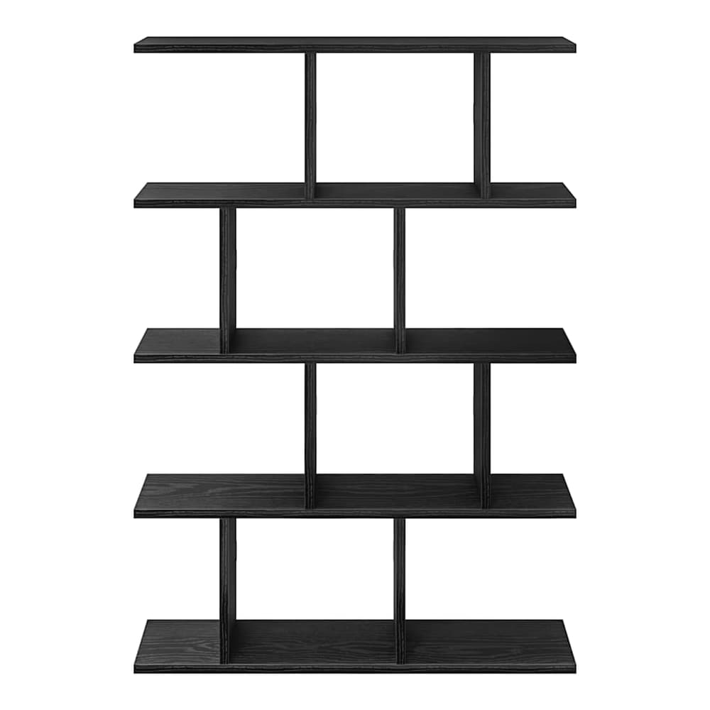 The wall cube shelf 12 compartments black engineered wood, showing the zig-zag design of the shelves