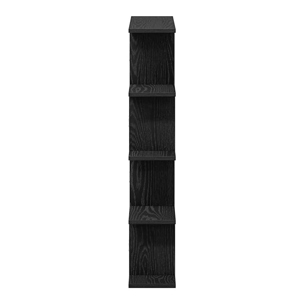 The wall cube shelf 12 compartments black engineered wood shown from the side, a tall narrow unit