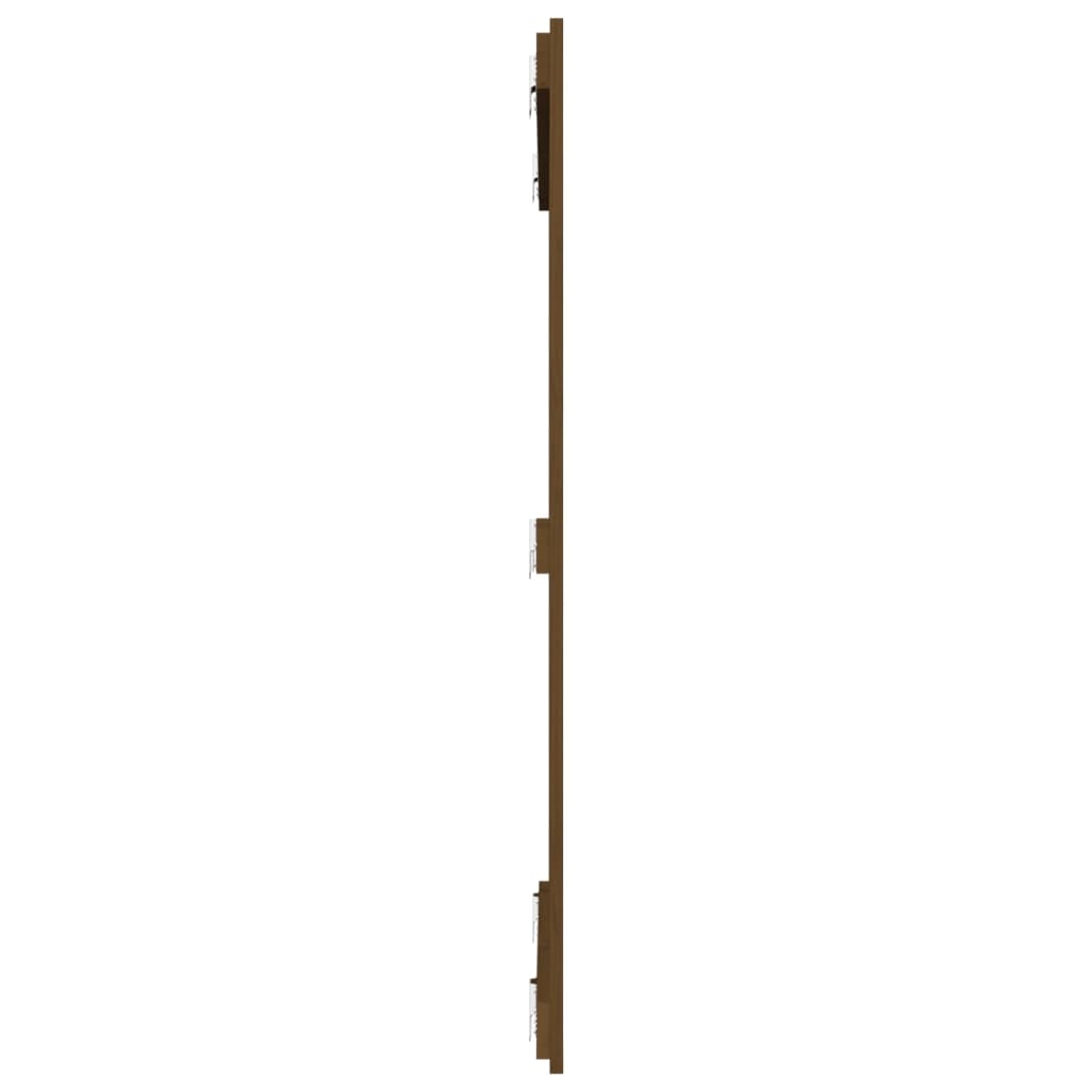 The wooden headboard seen from the side showing its slim profile and mounting brackets
