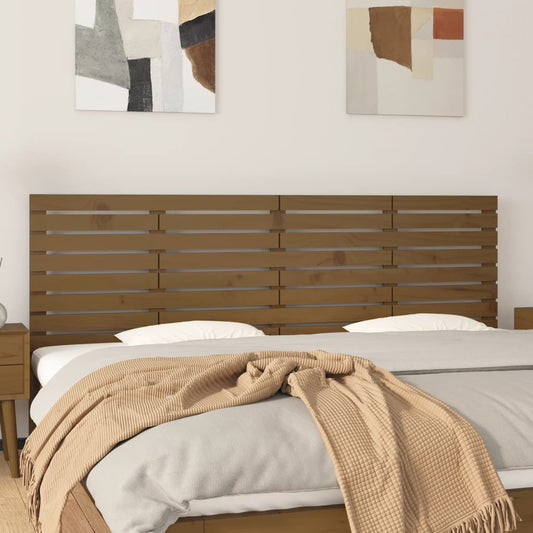 vidaXL Wall Headboard Honey Brown Solid Wood Pine attached to a bed