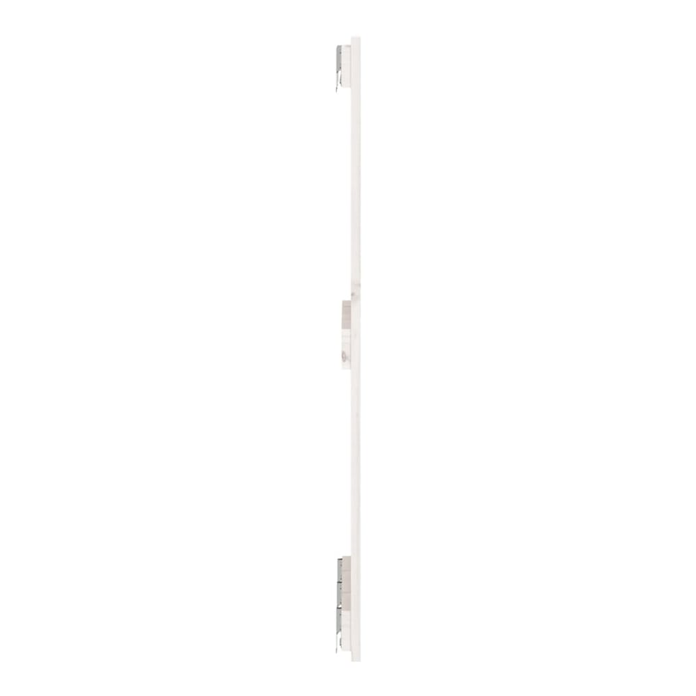 Side profile of the white wooden headboard showing its slim depth