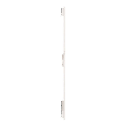 Side profile of the white wooden headboard showing its slim depth