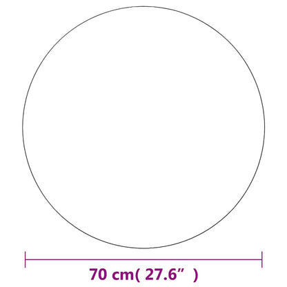 a line drawing of the round mirror showing its diameter with measurement indicators
