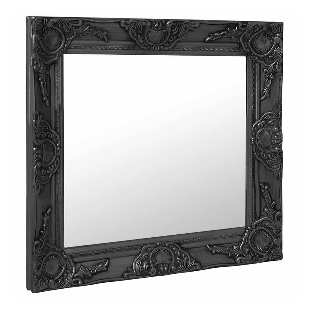 The baroque style wall mirror shown from a three-quarter angle, highlighting its decorative frame