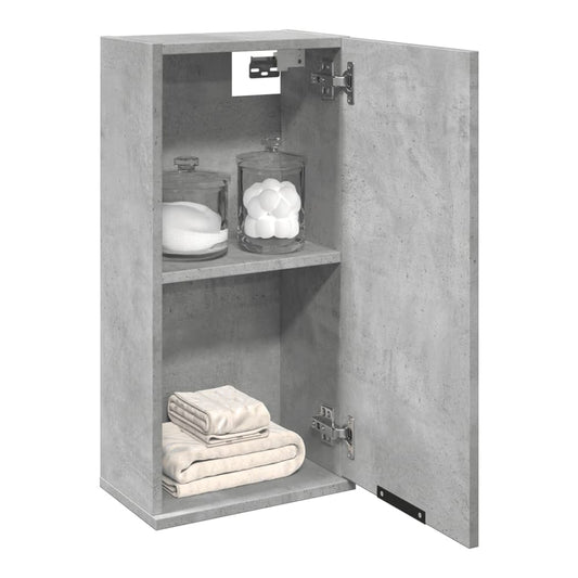 vidaXL Wall-mounted Bathroom Cabinet Concrete Grey with one door and two shelves inside
