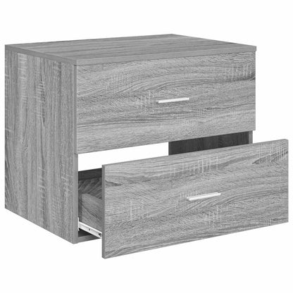 Wall-mounted bathroom cabinet with one drawer open showing the inside