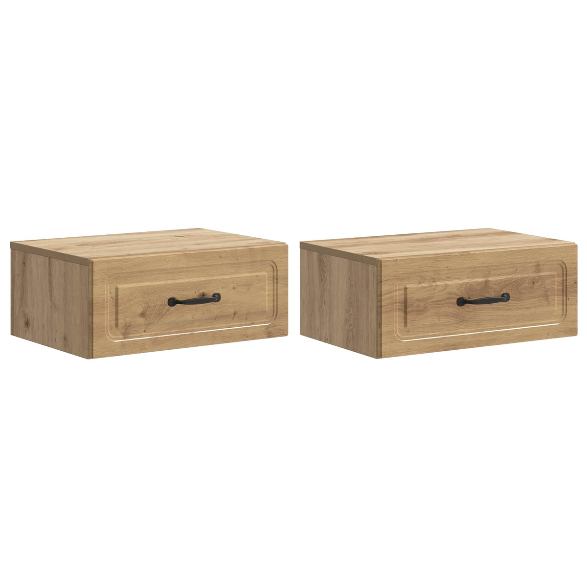 Two wall-mounted bedside cabinets shown together from the front