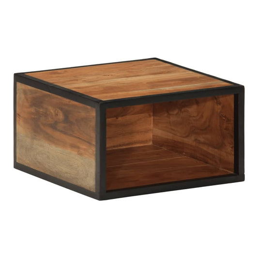 vidaXL Wall-mounted Bedside Cabinet Solid Wood Acacia, a cube-shaped unit with an open front and a wooden top