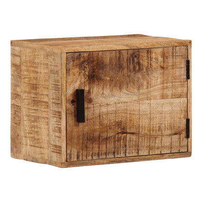 vidaXL Wall-mounted Bedside Cabinet Solid Wood Mango, a small wooden cabinet with a door and a handle