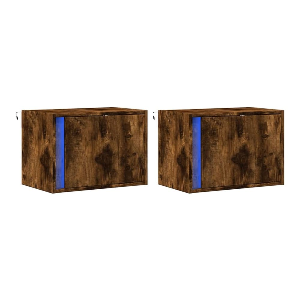Two wall-mounted bedside cabinets shown side by side