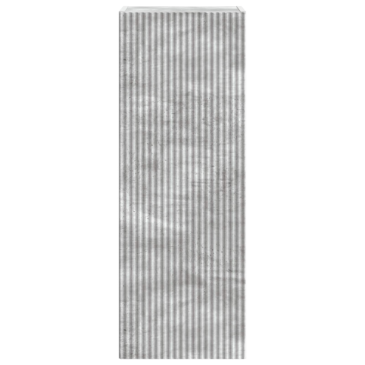 The wall cabinet viewed directly from the front showing the vertical ribbed door pattern