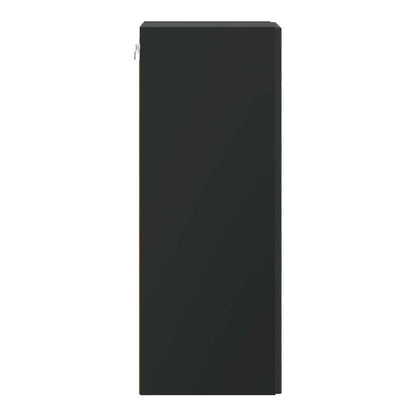 Side view of the black storage cabinet