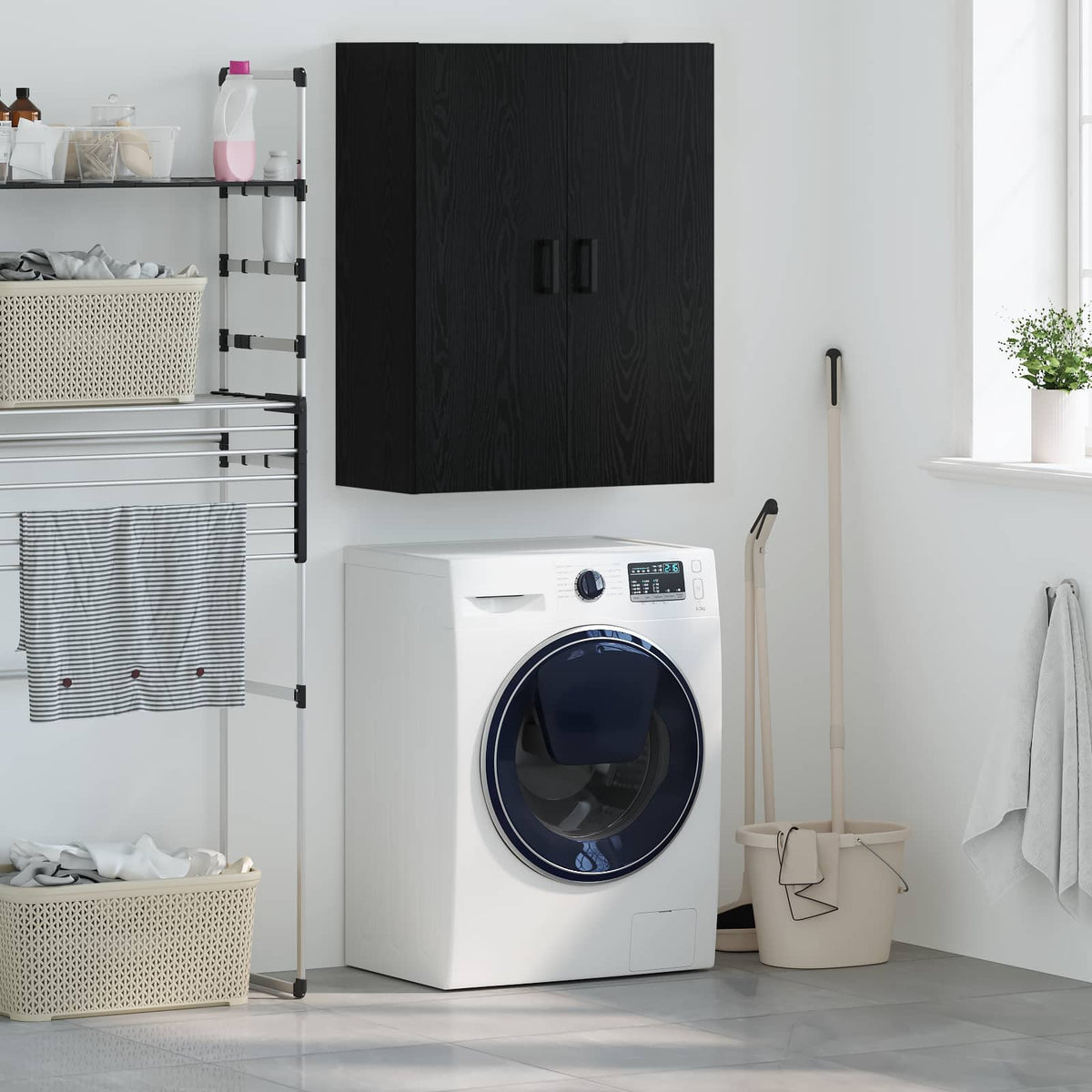 Wall Mounted Cabinet 69,5x34x90 cm Black oak