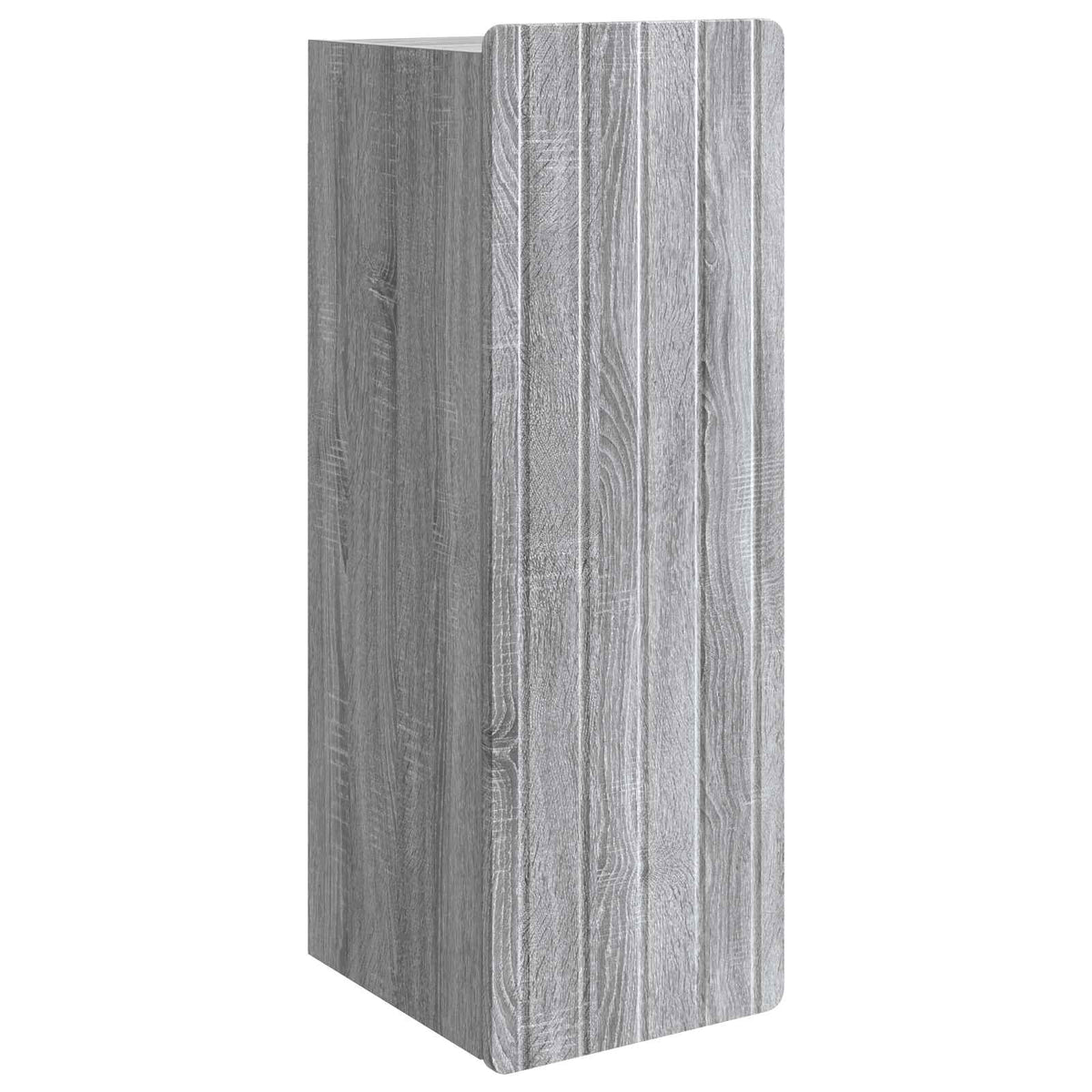 The wall-mounted cabinet engineered wood is shown from the side with a vertical wood grain texture