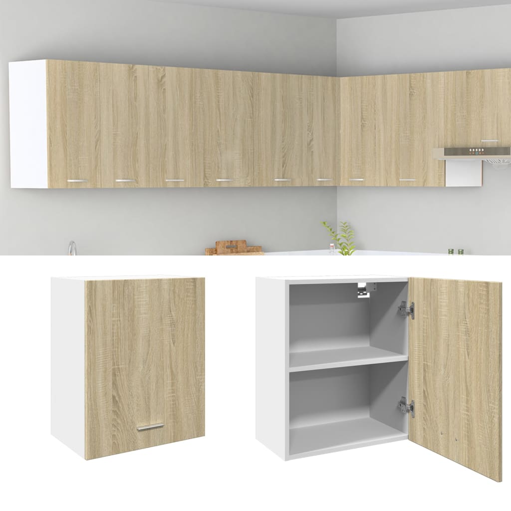 vidaXL Wall Mounted Cabinet "Lyon" Sonoma Oak showing the front and side