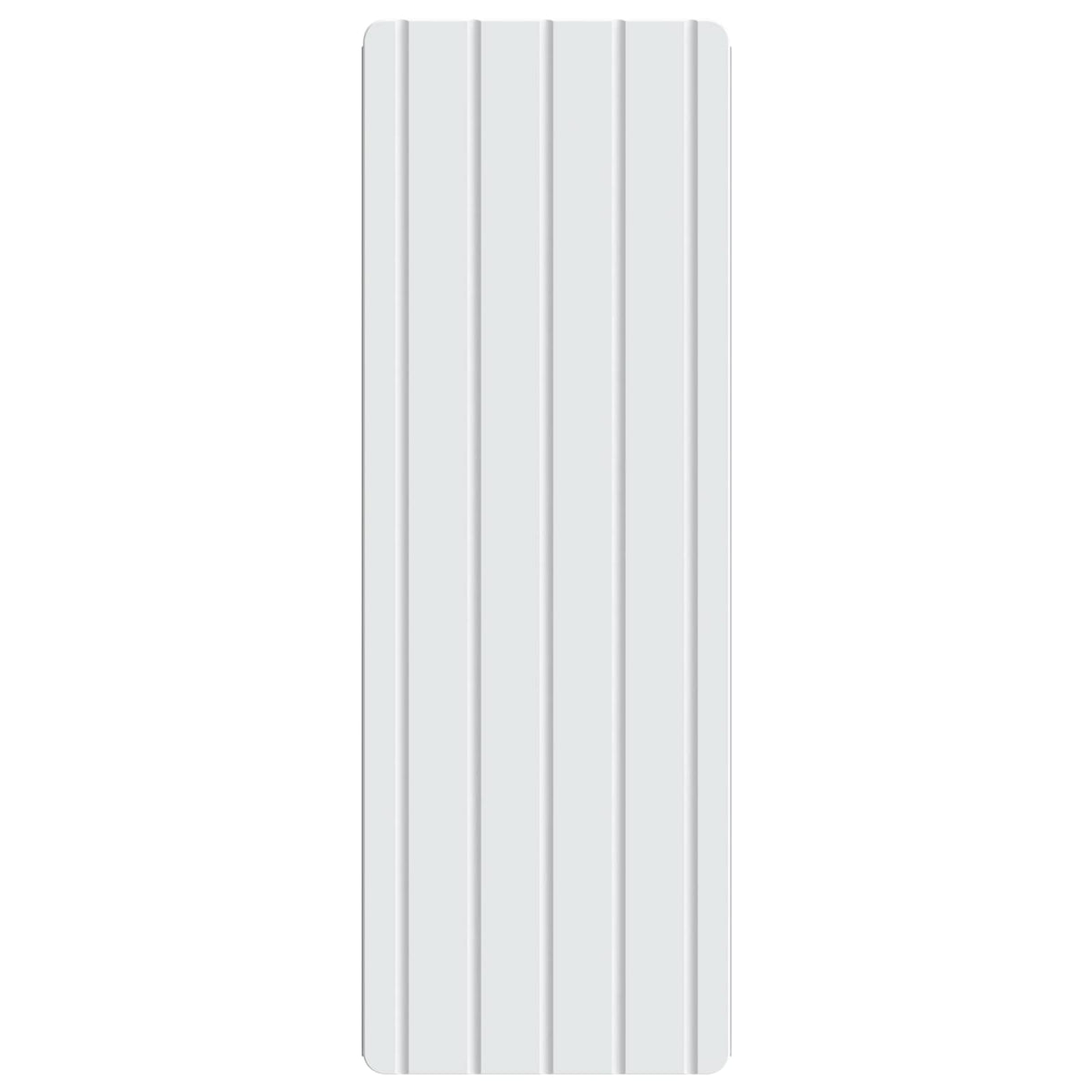 The front of the wall cabinet featuring vertical grooved detailing on the door