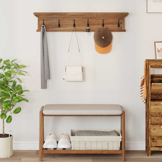 vidaXL Wall Mounted Coat Rack 100 x 10 x 20 cm Natural Solid Teak Wood 1