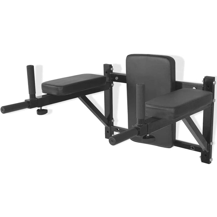 vidaXL Wall-mounted Fitness Dip Station Black shown from a high angle