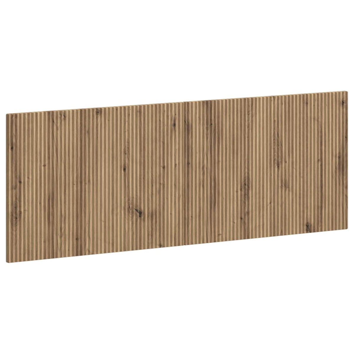 Wall-mounted headboard with a ribbed artisan oak engineered wood finish
