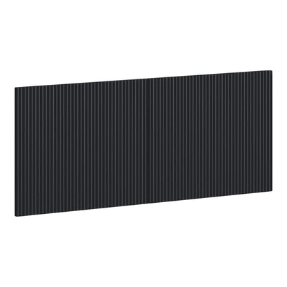 The black engineered wood headboard ARNHEM has a vertical ribbed texture