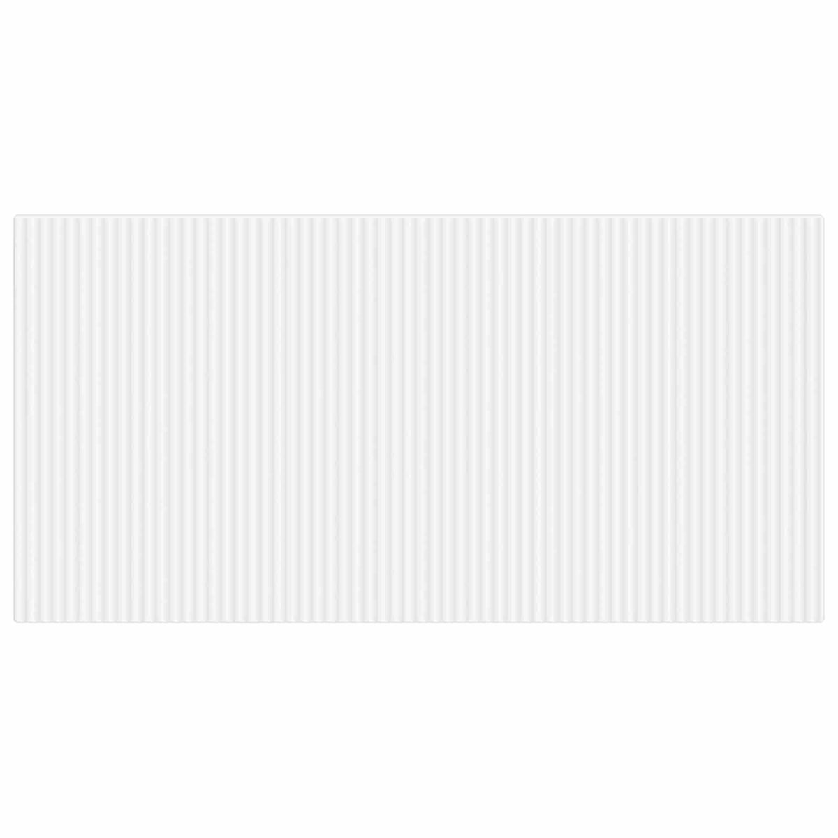 Close-up of the white engineered wood headboard's ribbed surface