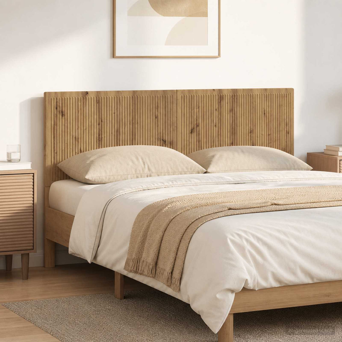 Wall-Mounted Headboard EDE Engineered Wood Width 160 cm Artisan oak