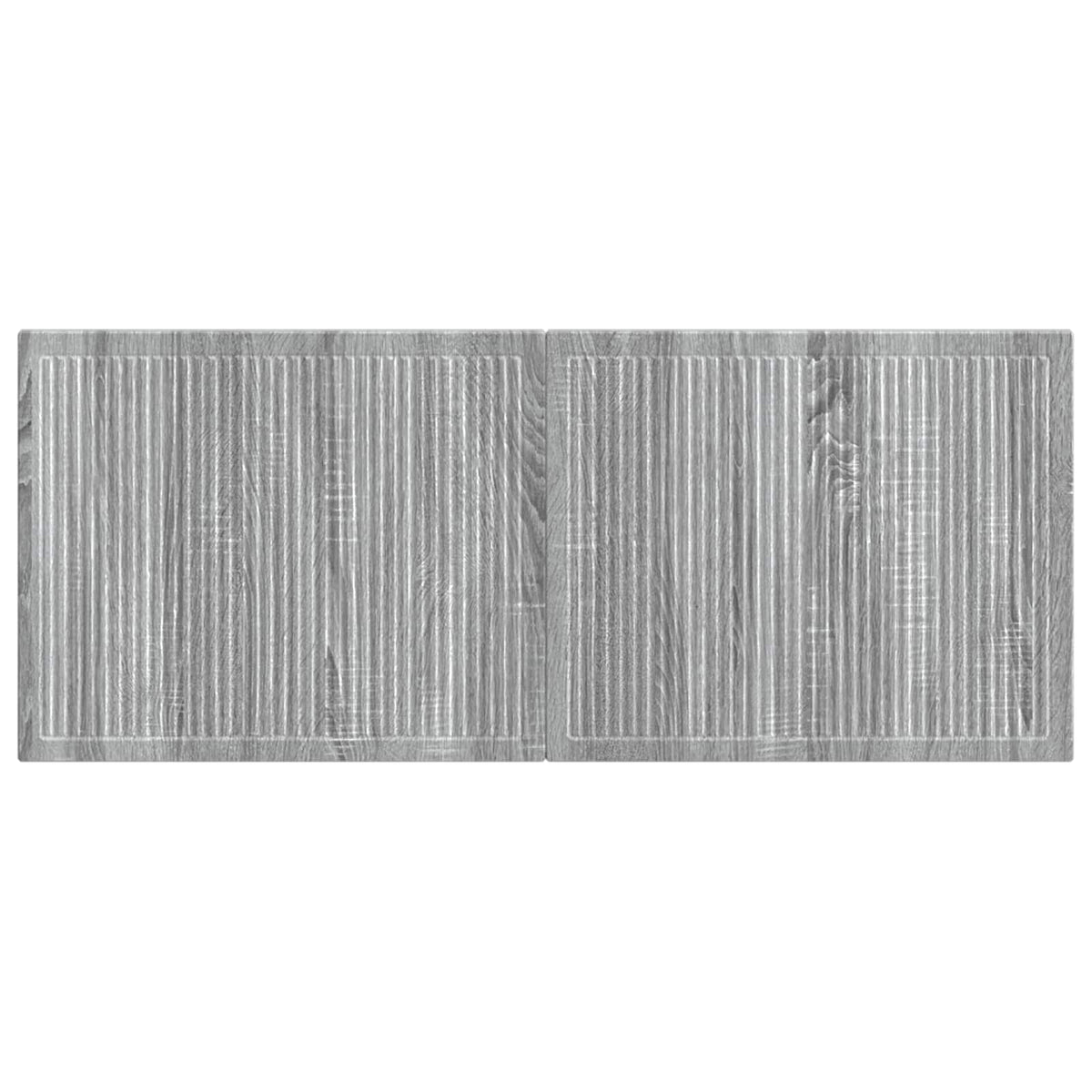 Front view of the grey wooden headboard