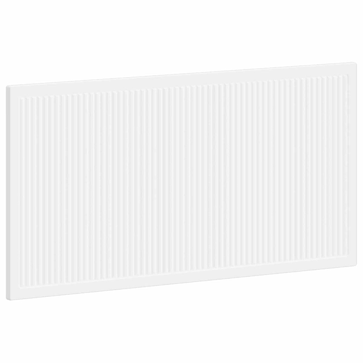 White engineered wood headboard with vertical ribbed detail
