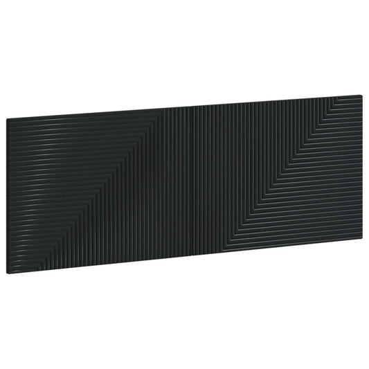 Black engineered wood headboard with a geometric ribbed pattern