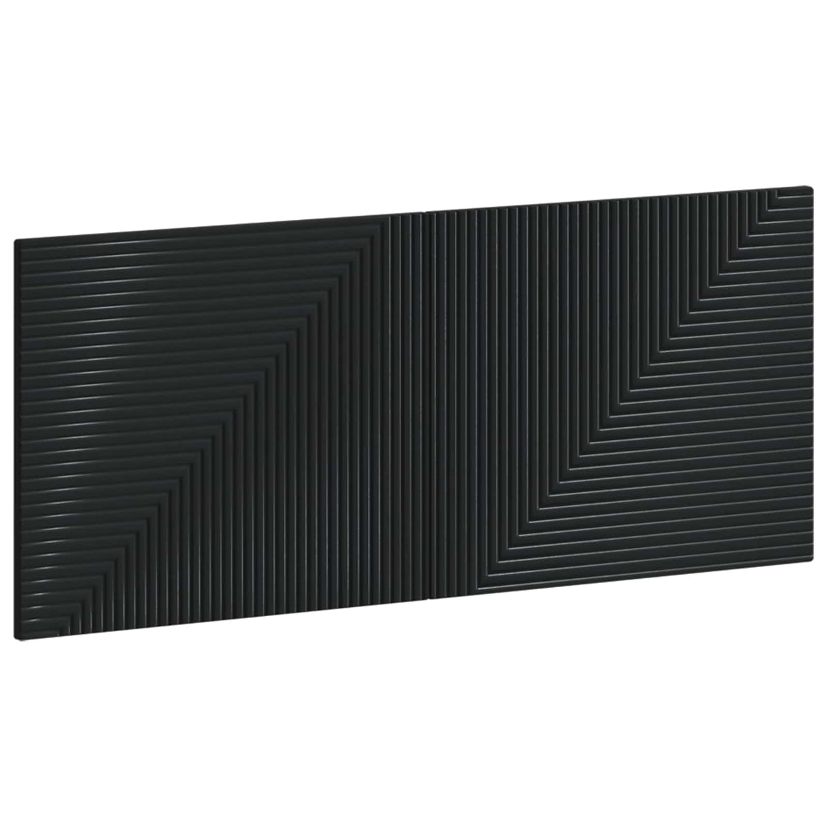 The black engineered wood headboard with a geometric ribbed pattern