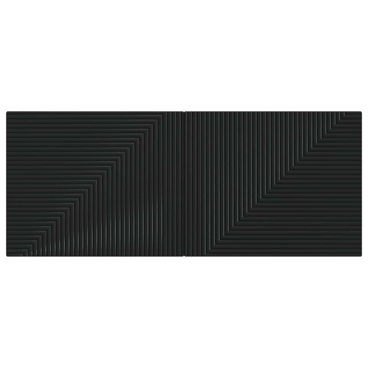 A black engineered wood headboard with a ribbed geometric pattern