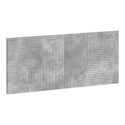 The wall-mounted headboard HAARLEM Concrete Grey Engineered Wood with a geometric ribbed pattern