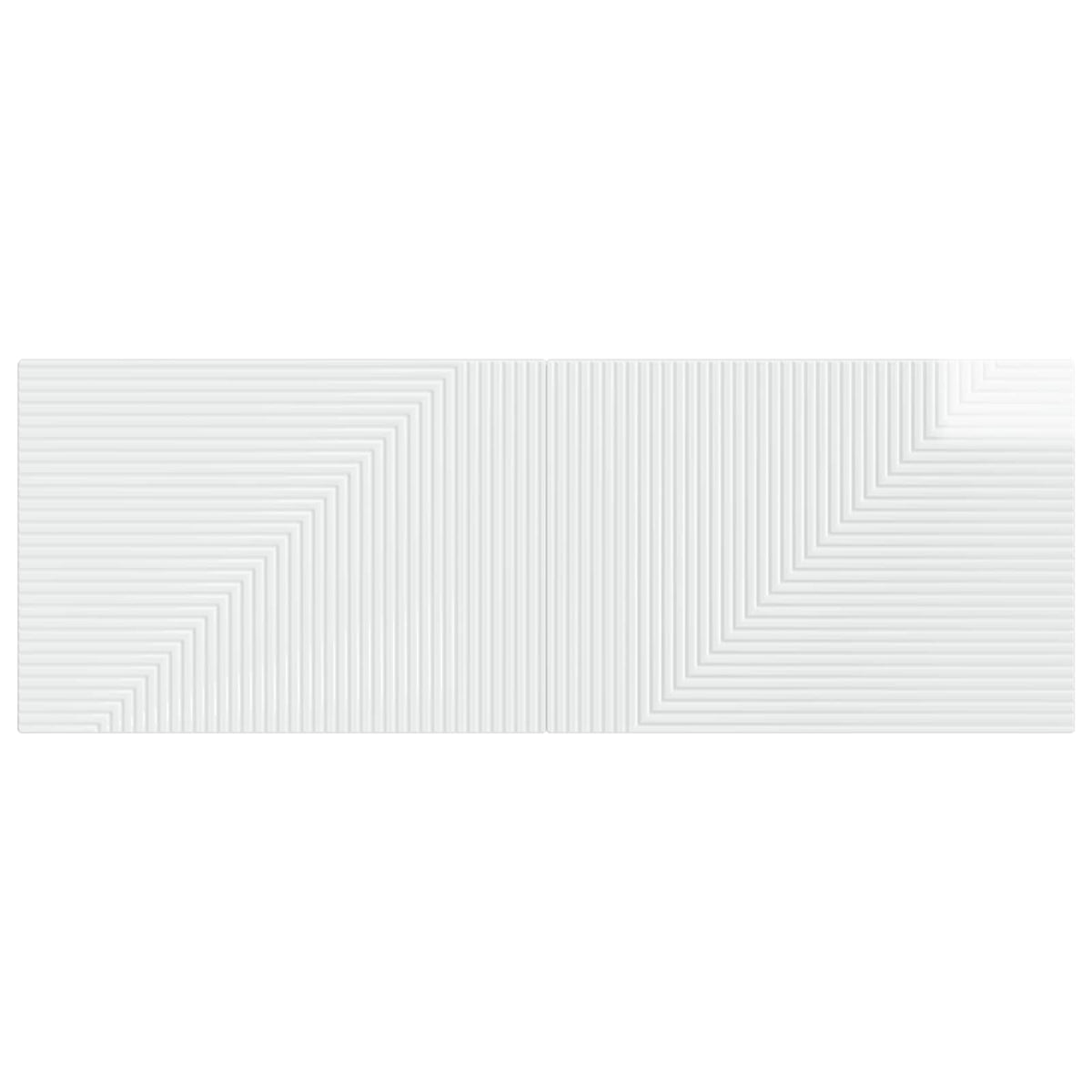 The wall-mounted headboard featuring a textured geometric pattern in a front-facing view